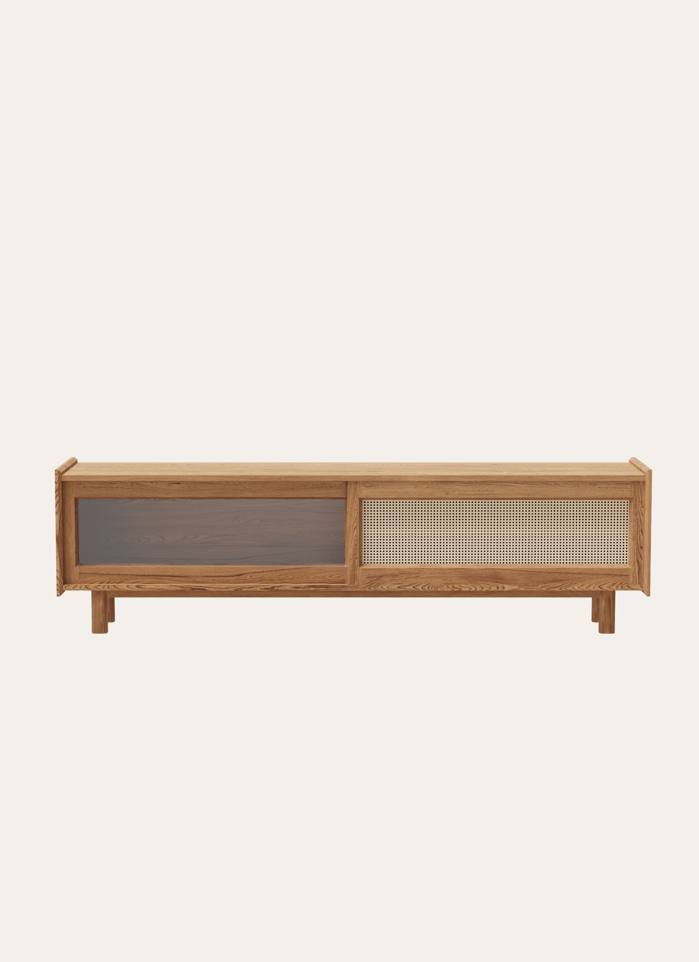 Han Hazeran Kapaklı TV Ünitesi, 210 cm, Keten Yağlı – Hamm Design