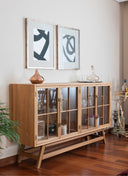 Büfet Büfe , Şeffaf Cam , 160x90 cm , Meşe